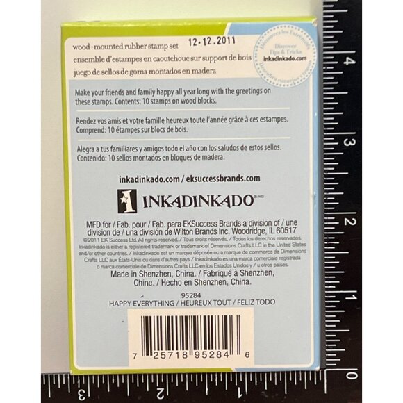 Inkadinkado 10-Piece Wood-Mounted Rubber Stamp Set OF 10 SENTIMENTS - Picture 2 of 4